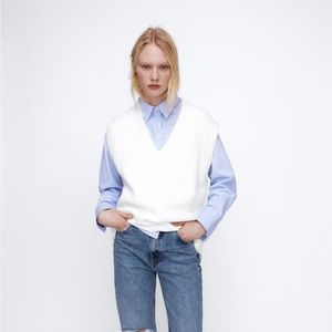 NWT Zara Ecru Knit sweater vest 3519/054, Large, $40